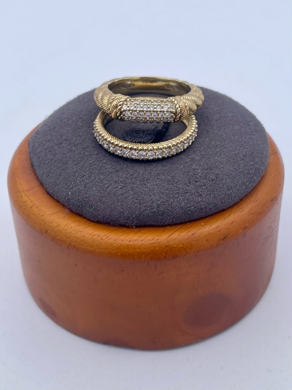 Judith Ripka Ring Lot 14K Gold Clad 925 Sterling Silver CZ Bands Thailand Size 8